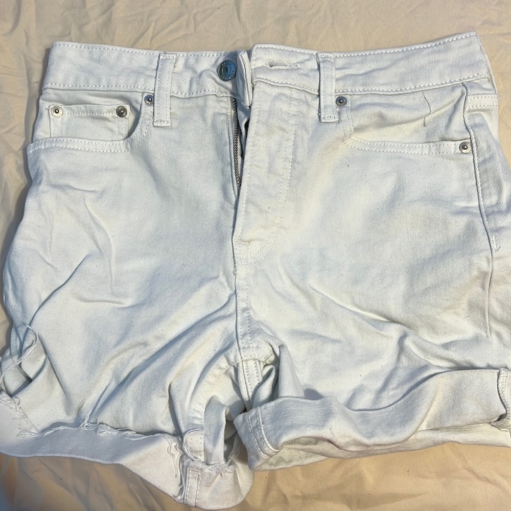 White jean shorts
